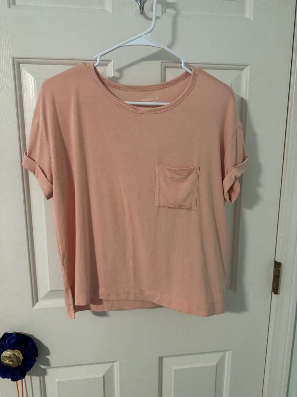 American Eagle Outfitters Peach Short Sleeve Pocket Tee